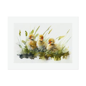 Cute Ducklings #1 Watercolor Print