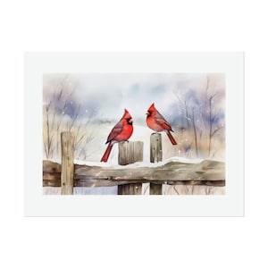 Kardinäle im Winter #1 Aquarell Print