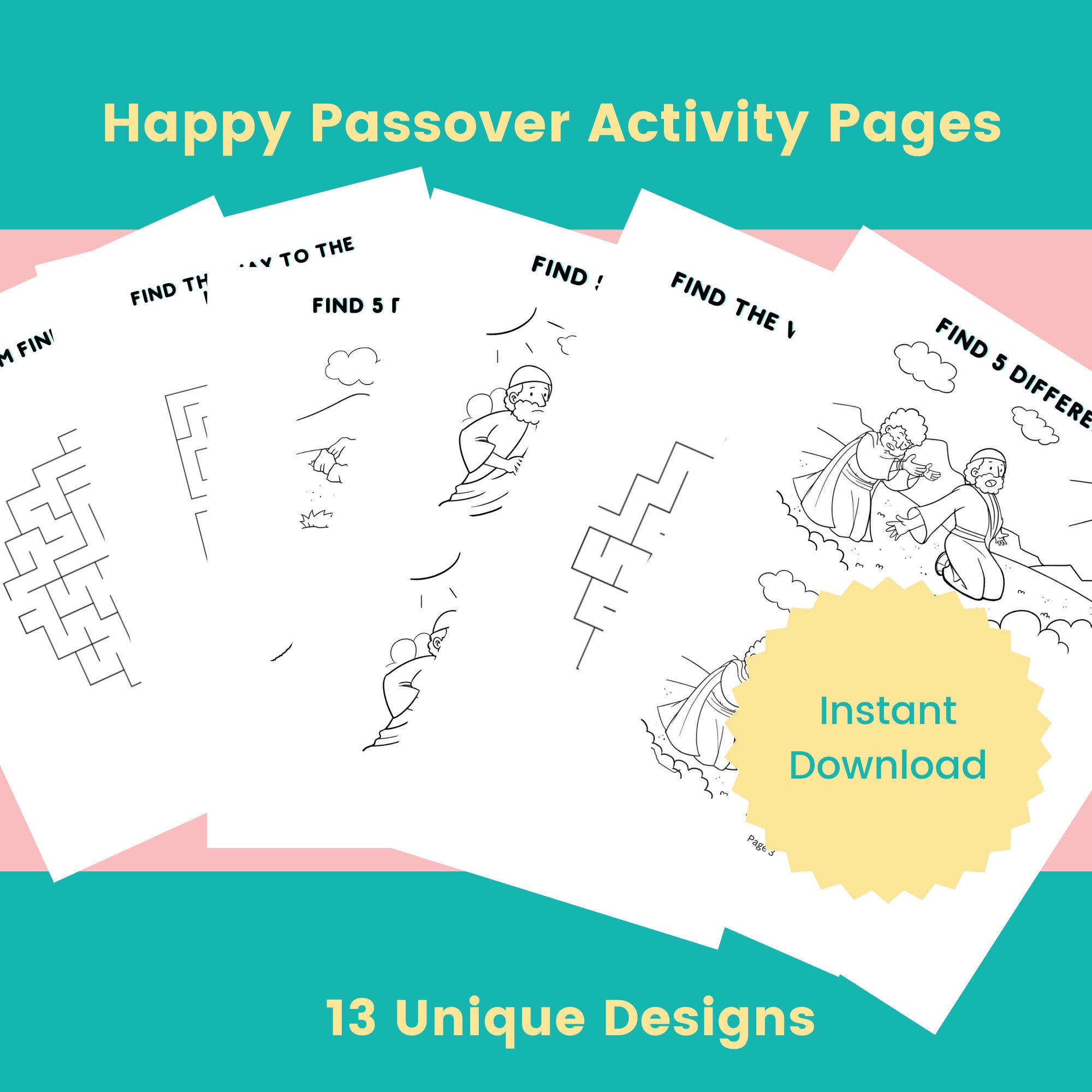 Passover Activity Pages for Kids Happy Passover Games - Etsy