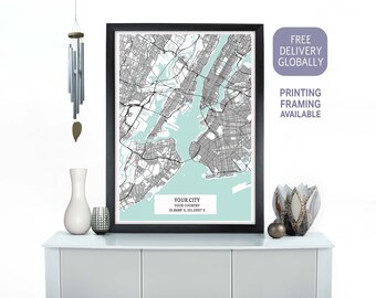 Home City Map Gift, Custom City Map Present, Personalized Map Wall Art, Locality Map Memorabilia, Place Map, Location Map Decor, Suburb Map