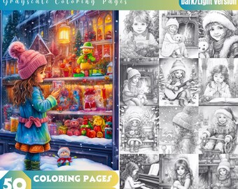 Christmas Darlings Grayscale Coloring Book For Adults (PDF)
