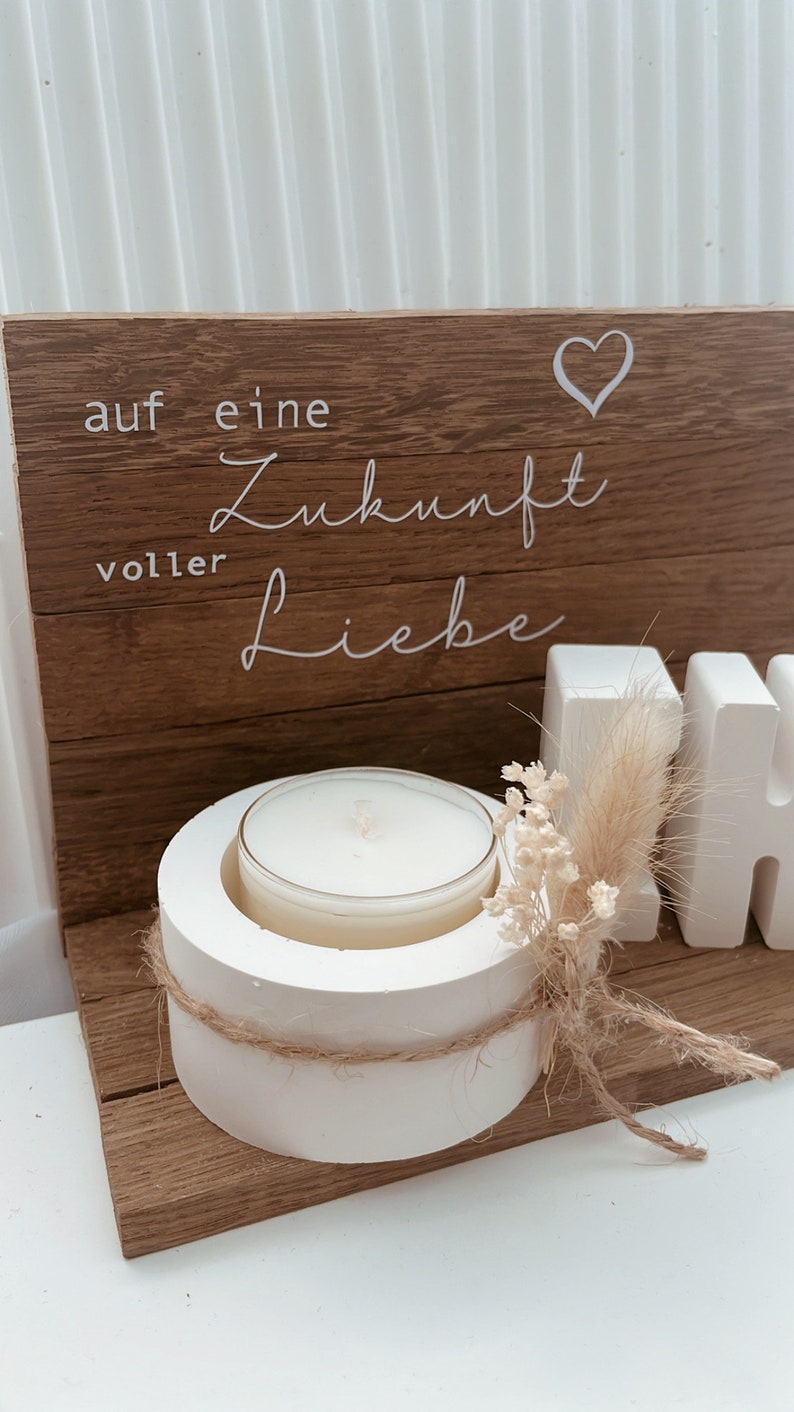 Hochzeitsgeschenk, Ehepaar, Hochzeit, Geschenk, Geldgeschenk, personalisiert, Raysin, Blumen, Trockenblumen, Holz, klötzchen Bild 4