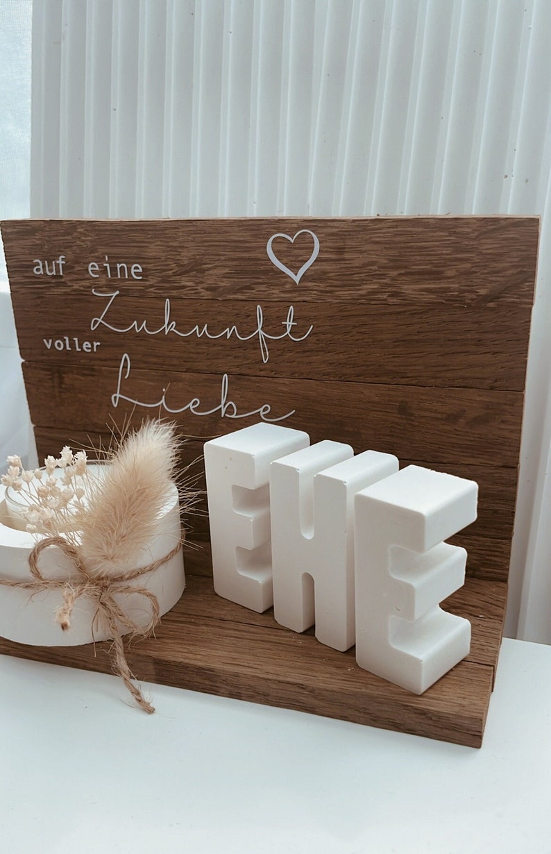 Hochzeitsgeschenk, Ehepaar, Hochzeit, Geschenk, Geldgeschenk, personalisiert, Raysin, Blumen, Trockenblumen, Holz, klötzchen Bild 5