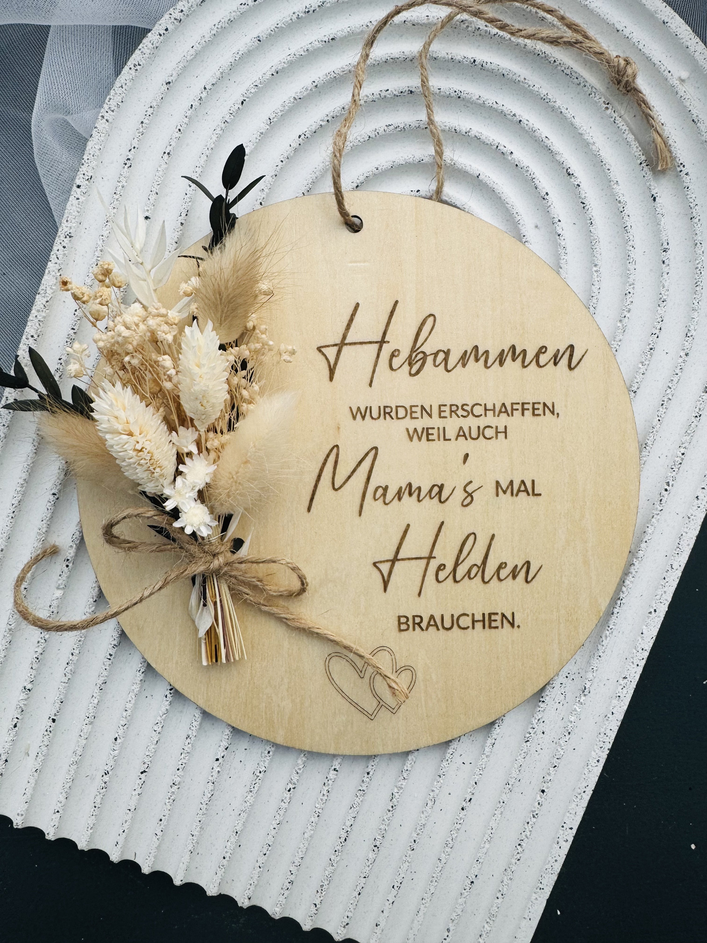 4er Set Hebamme Geschenk - Jute Tasche Mit Schlüsselanhänger & Dankeskarte