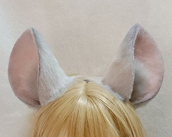 Handmade Mouse Ears Tail Set Cute Grey Pink Mouse Rat Ears Grey Mouse Tail Furry Faux Fur Fursuit Cosplay Mouse Rat Hamster Halloween