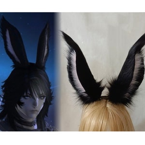 Handgefertigtes Kaninchen Ohren Haarband Pelzigen Kunstpelz Süße Blaue Bunny Ohren Stirnband Bunny Fursuit Party Halloween Cosplay Viera Kaninchen Ohren
