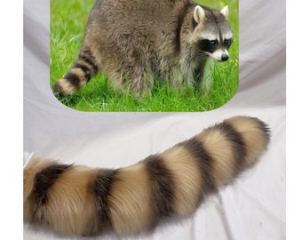 Handmade Raccoon Ears Hairband Cute Brown Black Bear Raccoon Ears Furry Faux Fur Raccoon Srtiped Tail Fursuit Cosplay Halloween Party