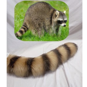 Handmade Raccoon Ears Hairband Cute Brown Black Bear Raccoon Ears Furry Faux Fur Raccoon Srtiped Tail Fursuit Cosplay Halloween Party