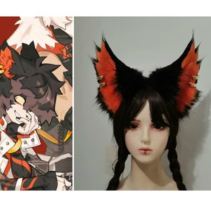 Handmade Anime Cat Lion Ears Headband, Furry Wild Animal Ears Hairband Furry Faux Fur Fursuit Cosplay Halloween Party Costume Arknights