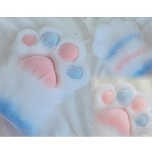 Handmade Animal Paws Claws Furry Faux Fur Cute Dog Wolf Fox Cat Paws Halloween Cosplay Fursuit Costume Party