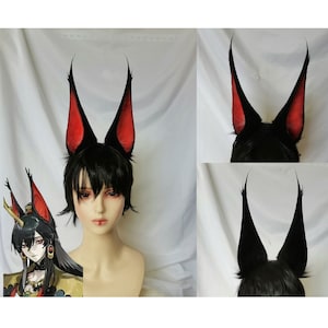 Handmade Anubis Jackal Wolf Lyn Fox Ears Headband, Furry Anime Wild Animal Ears Hairband Faux Fur Fursuit Cosplay Halloween Party Costume