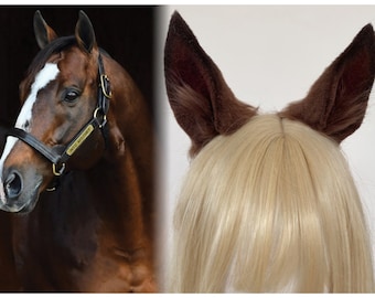 Handmade Horse Ears Hairband Furry Faux Fur Animal Ears Cute Red Brown Horse Ears Fursuit Party Cosplay Horse Tokai Teio Halloween Costume