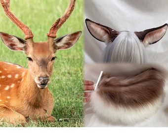 Handmade Brown Deer Ears Hairband Furry Faux Fur Animal Ears Deer Headband Fursuit Christmas Party Cosplay Deer Halloween Christmas