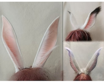 Handmade Bunny Rabbit Ears Hairband Furry Faux Fur Cute Blue Bunny Ears Headband Bunny Fursuit Party Halloween Cosplay Viera Rabbit Ears