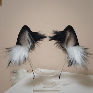 Handmade Wild Cat Wolf Dog Ears Headband, Furry Animal Brown Black Cat Wolf Fox Ears Hairband Faux Fur Cosplay Halloween Party Costume
