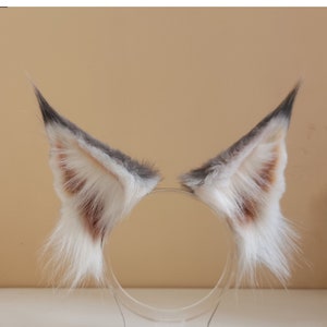 4 Colors Handmade Lynx Ears Headband, Furry Animal Ears Hairband, Black Brown White Lynx Cat Wolf Fox Ear Faux Fur Fursuit Cosplay Halloween