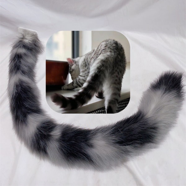 Handmade Cat Tails Furry Faux Fur Cute American Shorthair Tabby Cat Ragdoll Siamese Calico Gold Tail Fursuit Party Halloween Costume