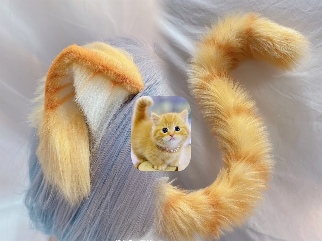 Handmade Ginger Cat Ears Tail Faux Fur Furry Striped Orange Cat Tail Kitten Ears Hairband Cosplat Orange Cat Ginger Cat Halloween Costume Etsy Canada