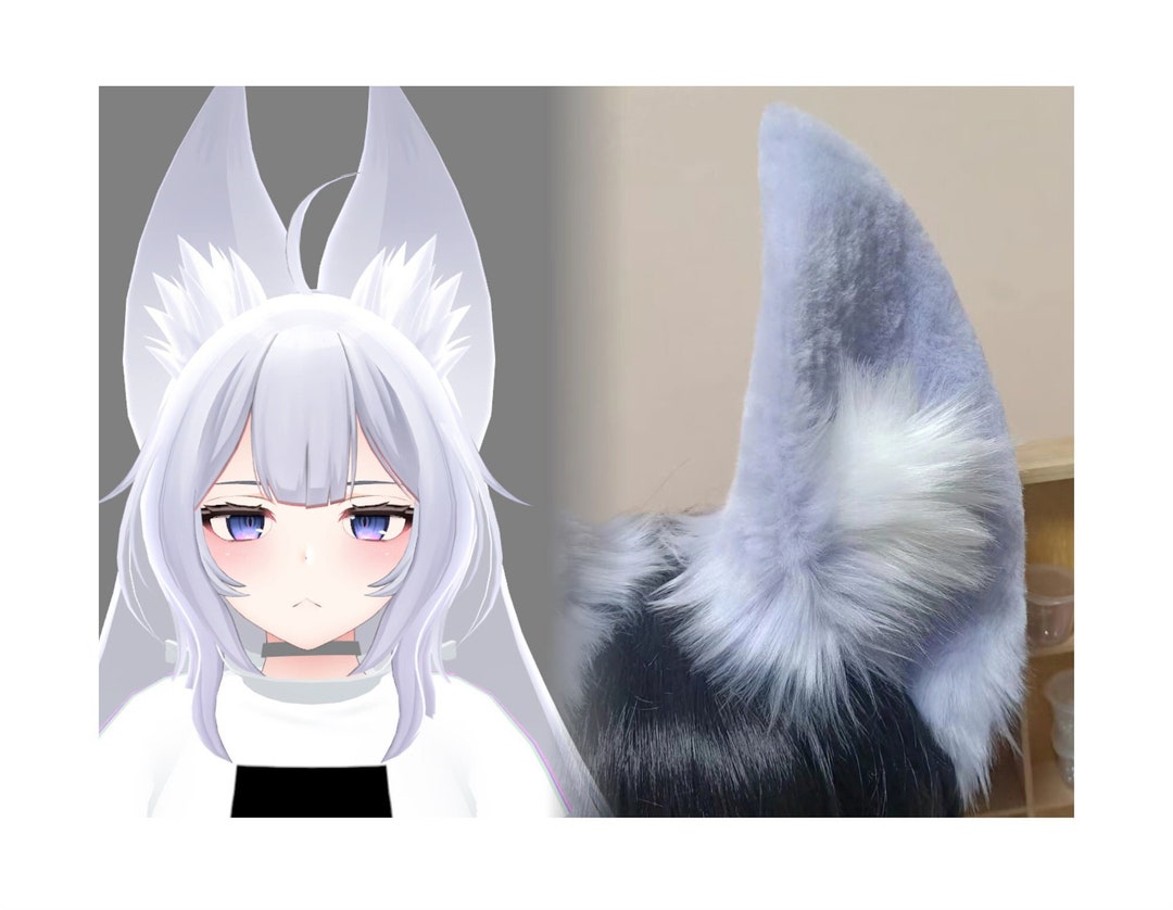 Custom Ears Pale Blue Grey Cat Ears Hairband Fox Ears Headband Furry