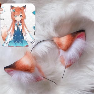 Handmade Fox Ears Headband, Faux Fur Fox Ears Hairband, Fursuit Cosplay Fox Halloween Costume, Cosplay Red Fox