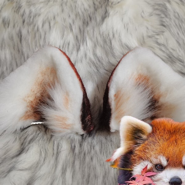 Handmade Red Panda Ears Hairclips Hairband Cute Brown White Bear Panda Ears Headband Furry Faux Fur Fursuit Cosplay Halloween Party