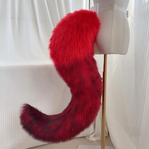 Red Tail, Goth, Furry, Fursuit, Fluffy Animal Tail, Devil Tail