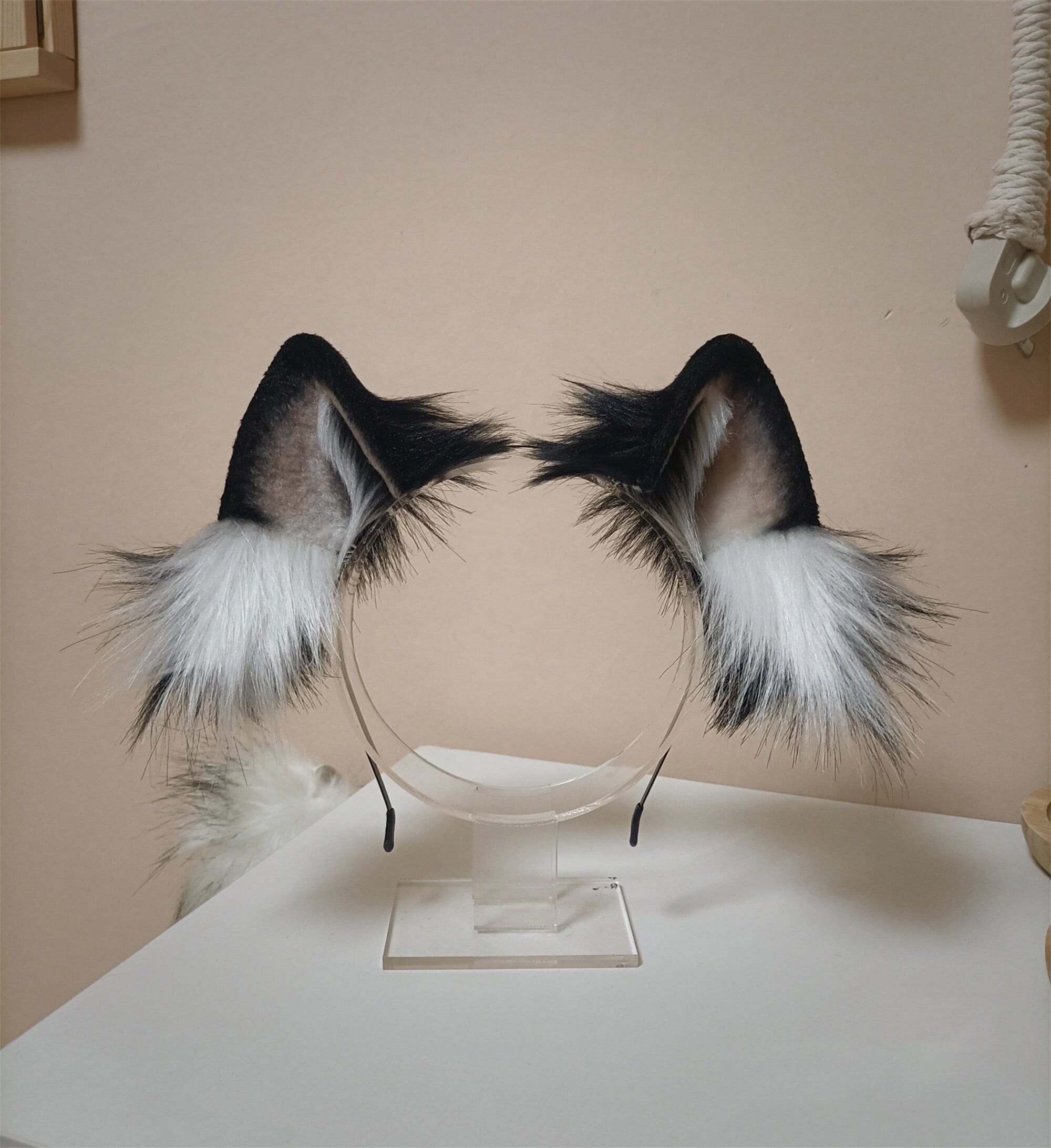 Handmade Wild Cat Wolf Dog Ears Headband, Furry Animal Brown Black Cat Wolf Fox Ears Hairband Faux Fur Cosplay Halloween Party Costume