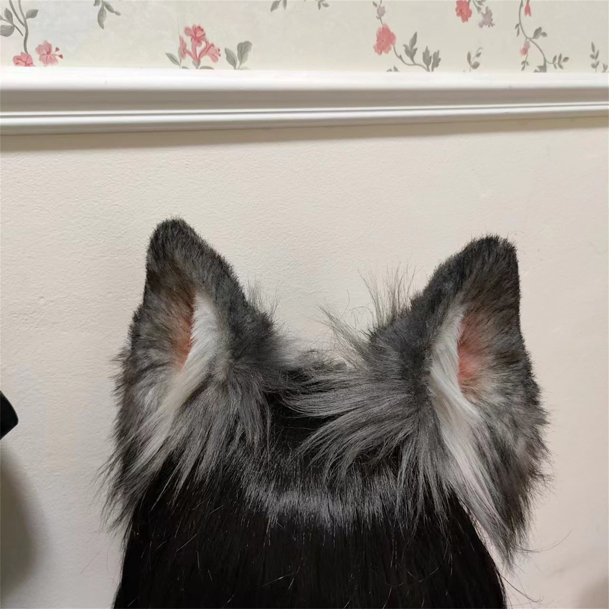 Tocado Peludo Con Orejas De Lobo Y Cola, Accesorios Para El Cabello Para Cosplay Blanco