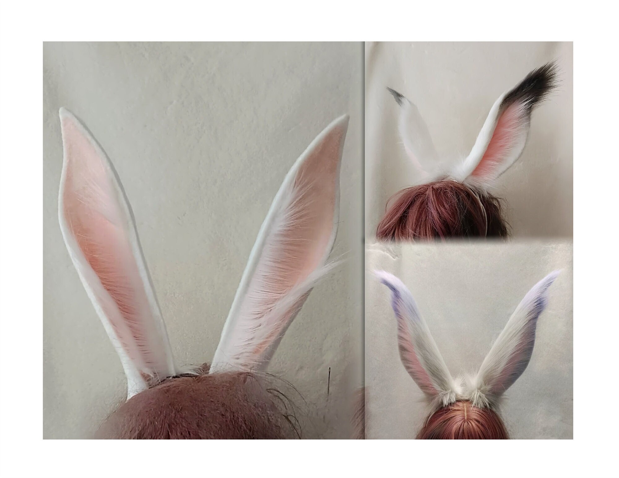 Orecchie di coniglio in pelle fascia per capelli orecchie da coniglio Sexy fatte a mano fascia per capelli pasqua Halloween puntelli Cosplay accessori per capelli a tema  200000532