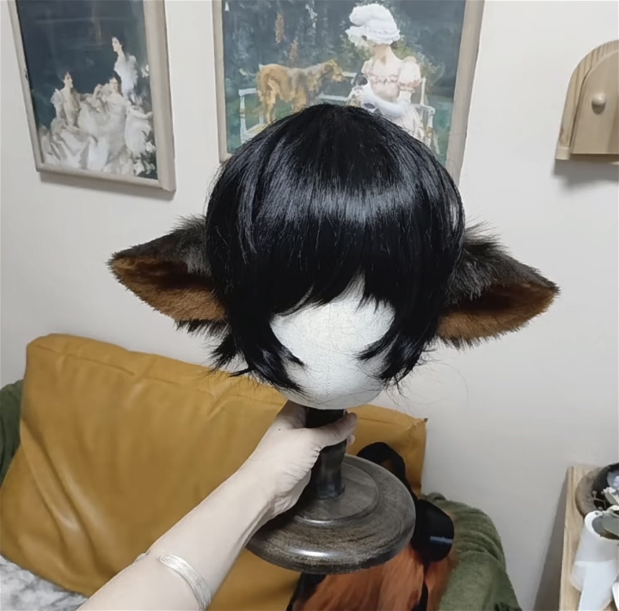 Handmade Brown Sheep Lamb Goats Ears Hairband, Furry Faux Fur Animal Ears Headband, Cute Sheep Fursuit Party Cosplay Halloween