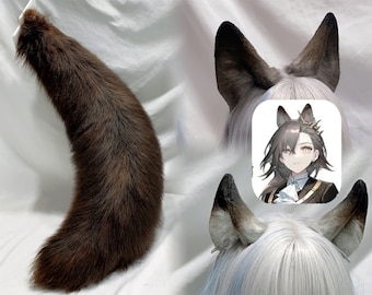 Kunstpelz Fuchs/Wolf Ohren Stirnband Mit Schwanz – Cosplay Kostüm, Verstellbar, Mehrfarbig, Für Mottopartys