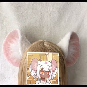 Handmade Mouse Ears Tail Set Cute White Pink Brown Mouse Rat Ears ...
