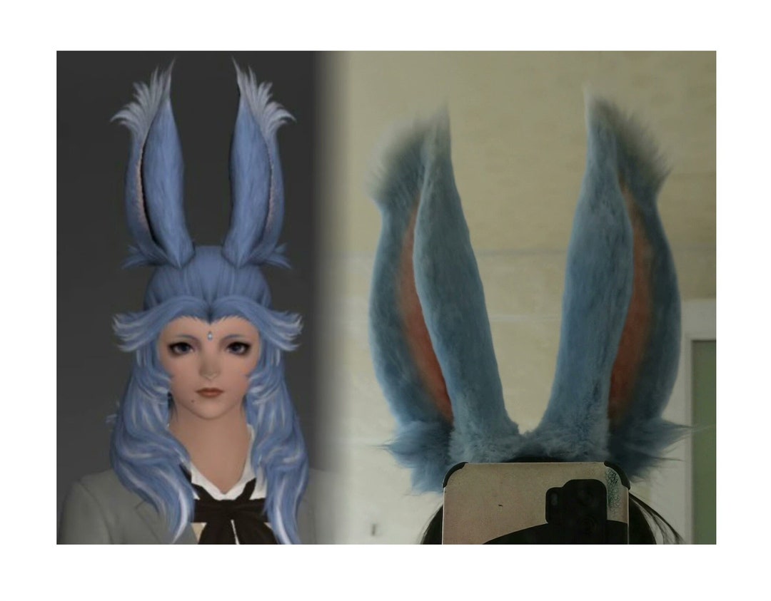 Handmade Bunny Rabbit Ears Hairband Furry Faux Fur Cute Blue Bunny Ears ...