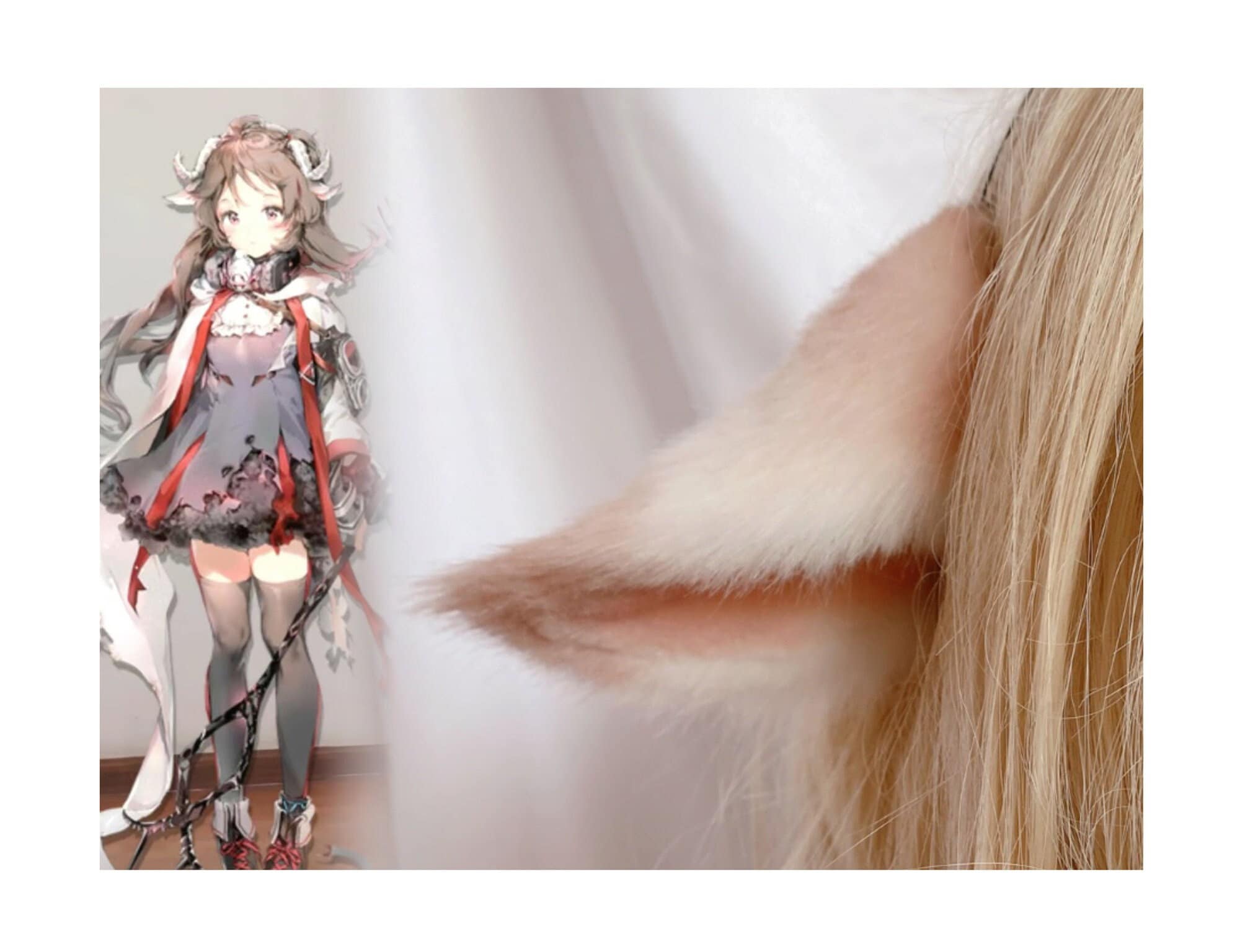 Handmade Sheep Lamb Goats Ears Hairclips Headband Furry Faux Fur Animal Ears Dog Cat Fox Wolf Fursuit Party Halloween Cosplay Eyjafjalla