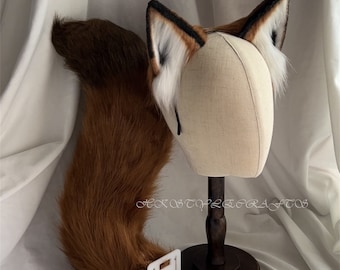 Ensemble Oreille et Queue de Renard en Fausse Fourrure Cosplay Costume Longue Queue de Renard Bandeau Oreilles de renard Pour Halloween, Noël, Cosplay, Fête, Jeux De Rôle Animés pour Adultes Enfants
