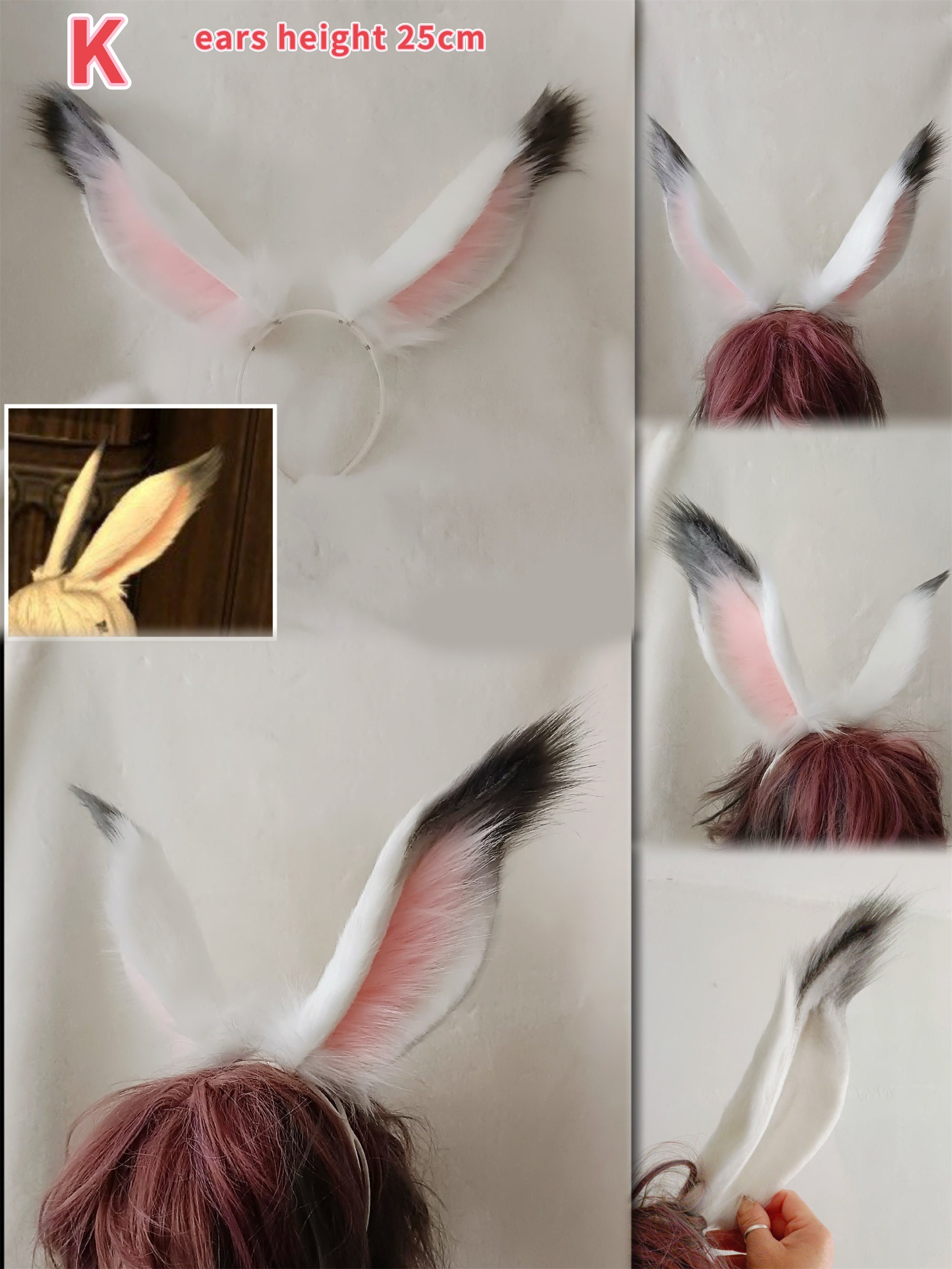 Handmade Bunny Rabbit Ears Hairband Furry Faux Fur Cute Blue 