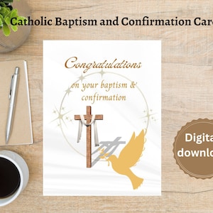 Printable Catholic Baptism and Confirmation Card/ Printable Baptism Card/Printable Confirmation Card