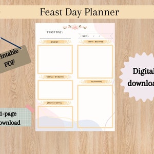 Printable Catholic feast day planner/printable sheet/liturgical year resources for family home kids prayer activities