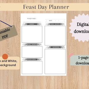 Printable Catholic feast day planner / black and white no background /  liturgical year resources for family home kids prayer activities