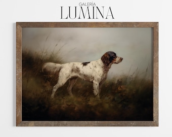 Vintage Hunting Dog Oil Painting (Digital Printable Art + Frame TV Art) 057