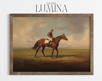Vintage Horse Racing Oil Painting (Digital Printable Art + Frame TV Art) 156