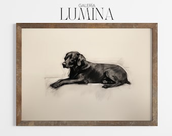 Black Labrador Retriever Ink Drawing (Digital Printable Art + Frame TV Art) 119