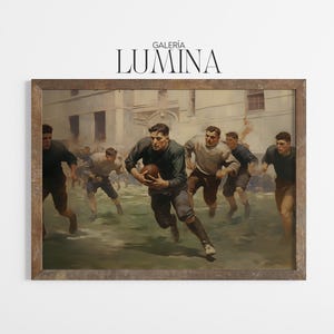 Cuadro de una escena de fútbol americano vintage (arte digital imprimible + marco, arte para TV) 152