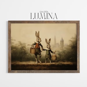 Whimsical Cottagecore Rabbit Painting (Digital Printable Art + Frame TV Art) 138