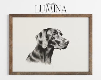 German Shorthaired Pointer Pencil Drawing (Digital Printable Art + Frame TV Art) 226