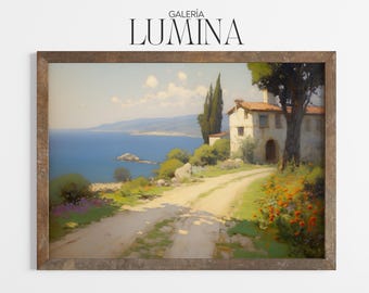 Vintage Italian Countryside Landscape Painting Beautiful Italy Landscape Wall Art Tuscan Farmhouse Digital Printable Art Frame TV Art 1269