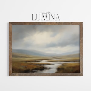 Scottish Highlands Landscape Oil Painting Rustic Mountain Scenery Artwork Countryside Scotland Print Digital Printable Art Frame TV Art 1380