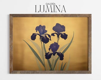Purple Iris Flower Painting: Elegant Botanical Wall Art (Digital Printable Art + Frame TV Art) 1465