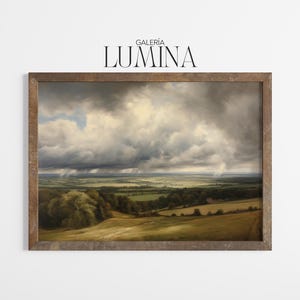 English Countryside Painting Rustic Landscape Artwork Muted Pastoral Scenery Painting Hills Print Digital Printable Art Frame TV Art 1085