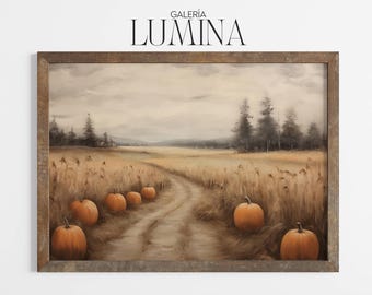 Vintage Pumpkin Patch Ölgemälde (digitale druckbare Kunst + Bilderrahmen TV Art) 1519